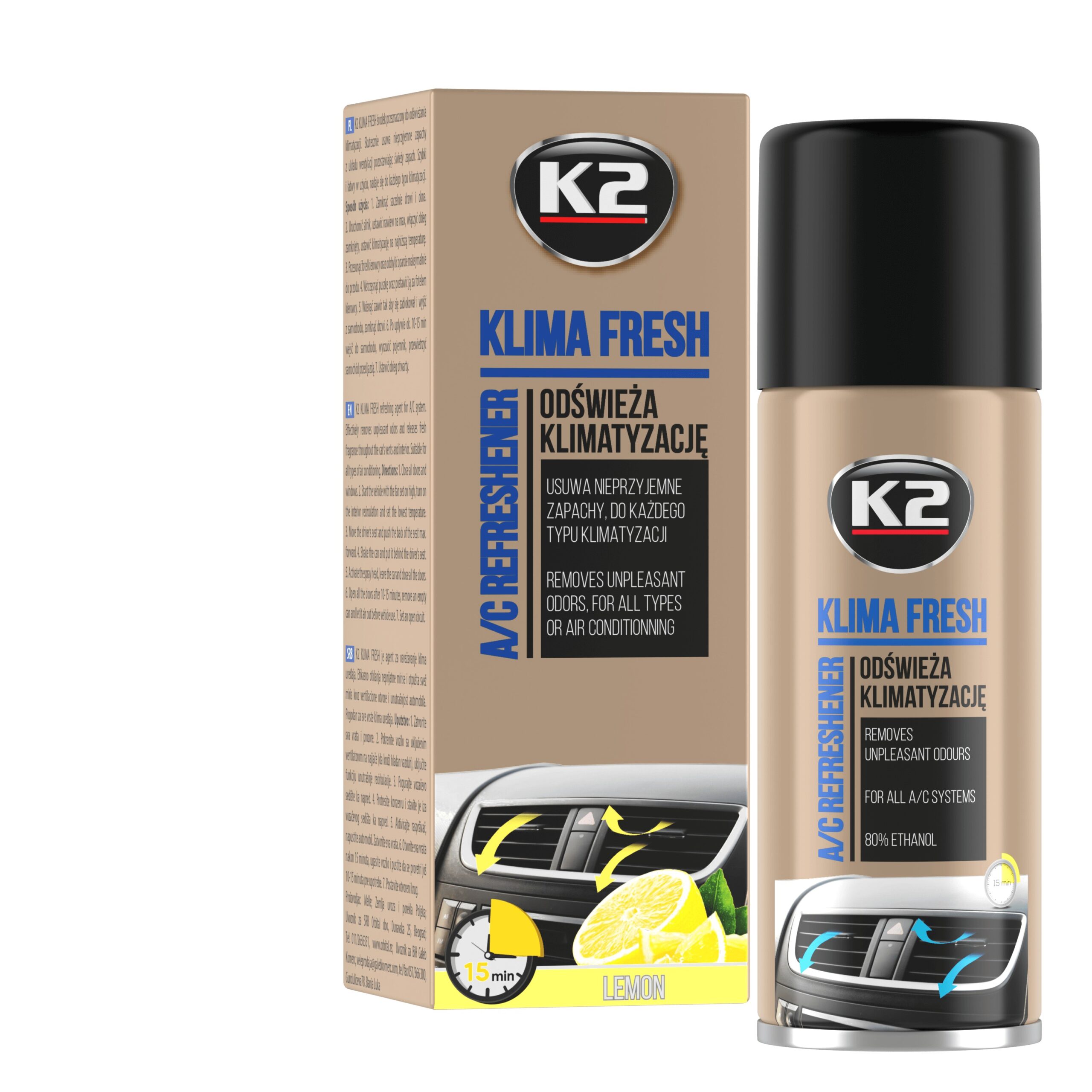 K2 KLIMA FRESH 150ml Spray curatat si dezinfectat are cond.