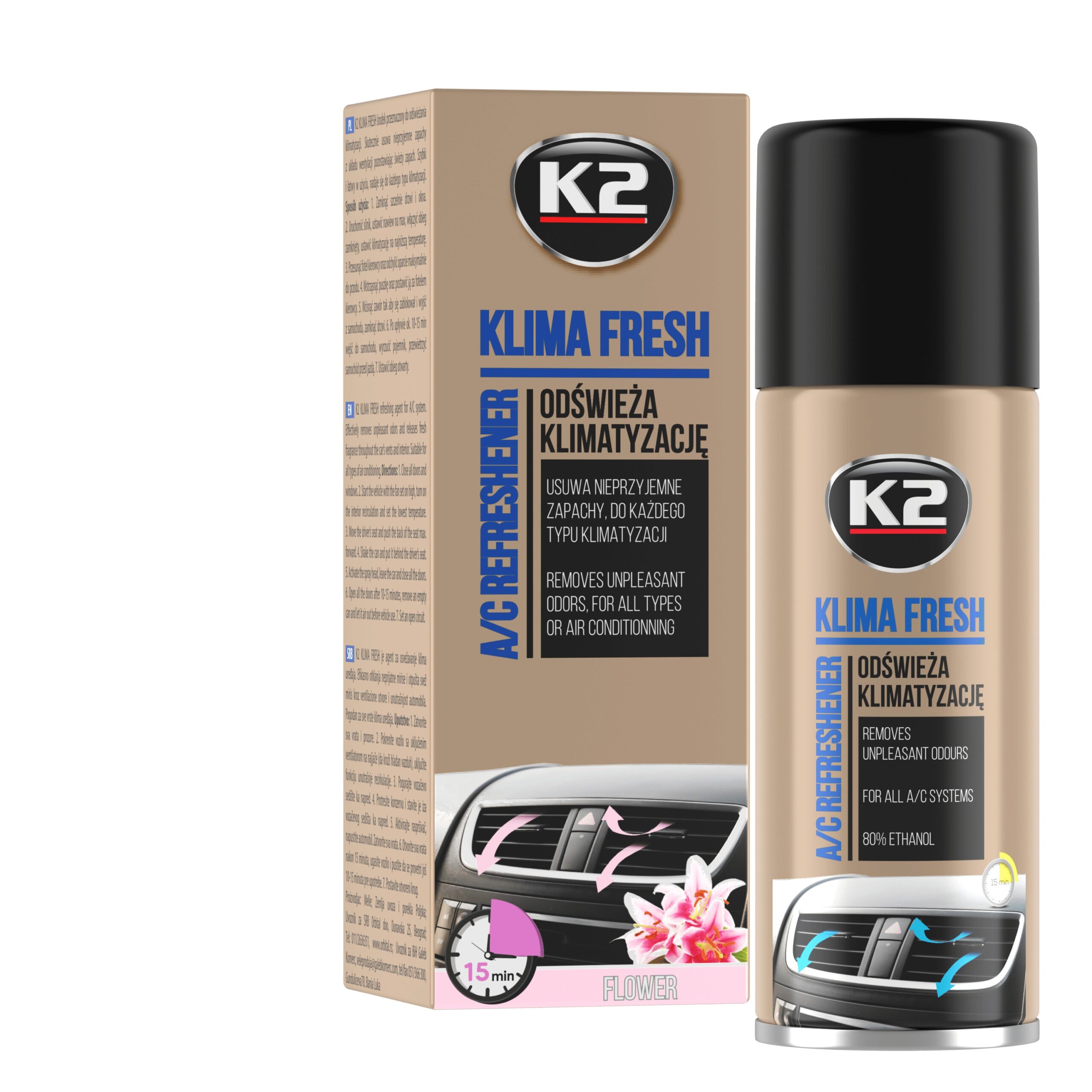 K2 KLIMA FRESH 150ml Spray curatat si dezinfectat aer cond.FLOWER