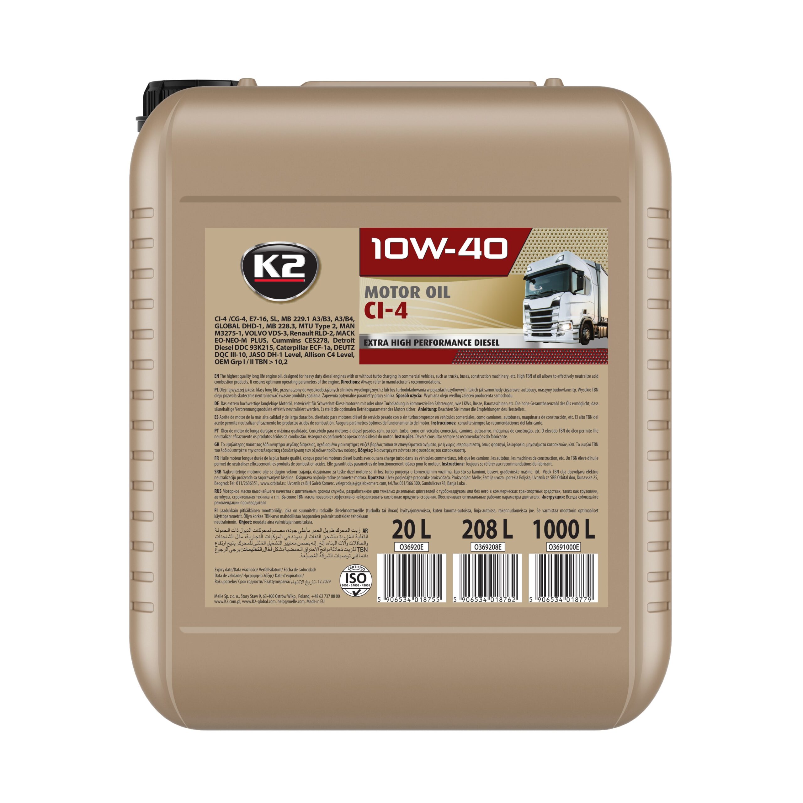 K2 10W40 20L CI-4 / CH-4