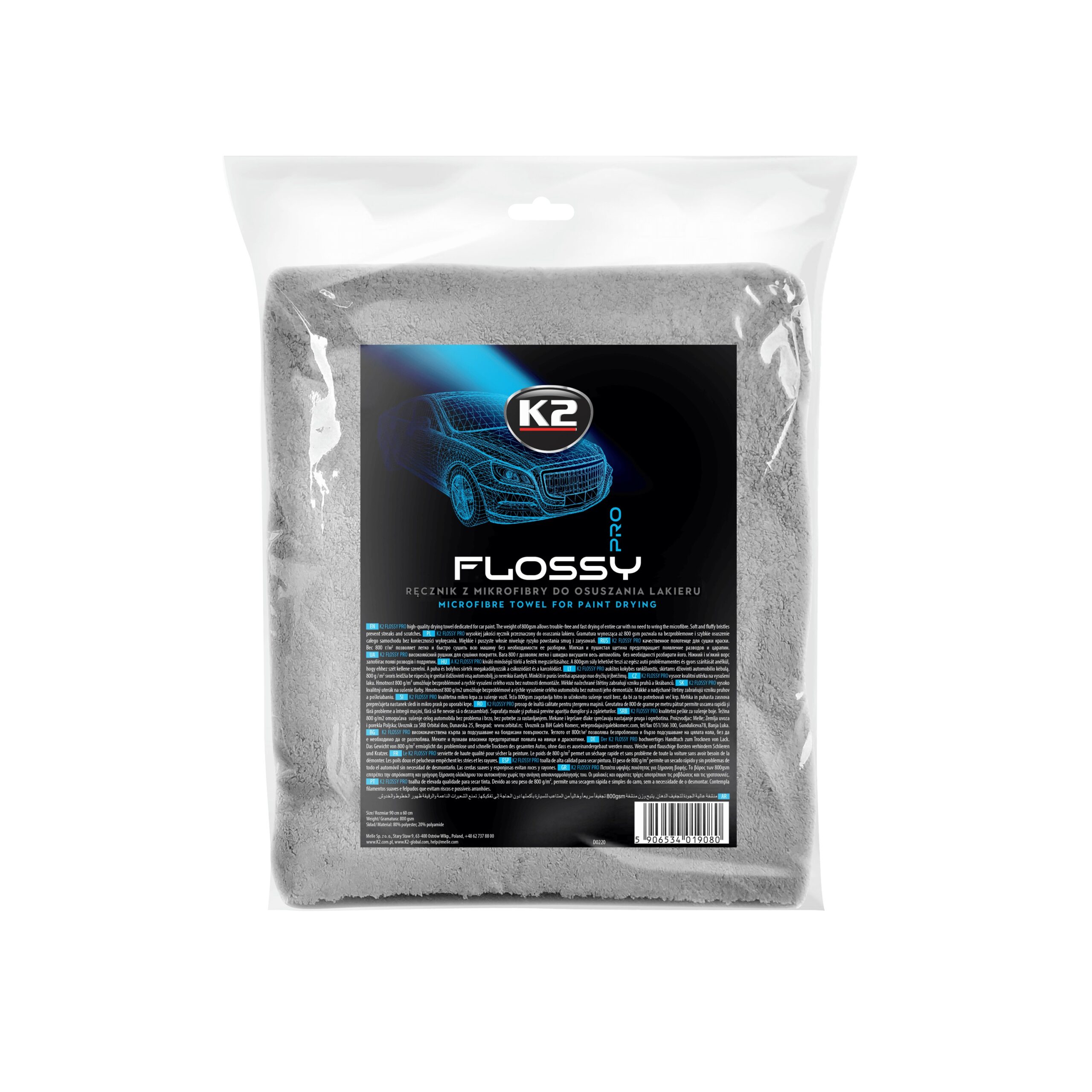 K2 FLOSSY 60X90 PROSOP DIN MICROFIBRA 800G/M2